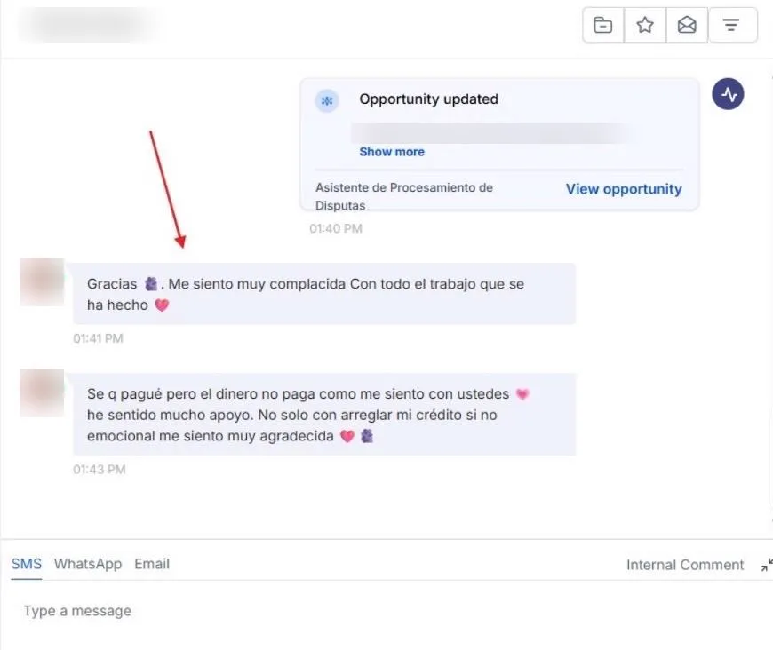 Mensaje de cliente NCA